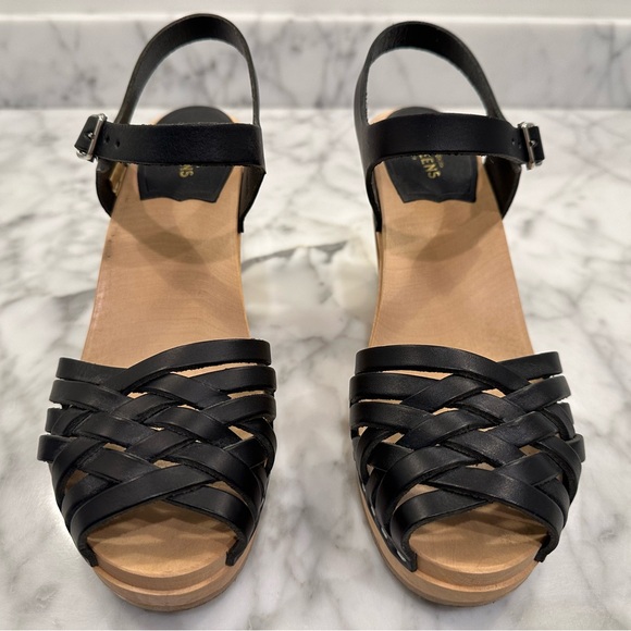 Swedish Hasbeens Braided Sky High Sandals Black Leather NWOB, EU 38/US 8 - Picture 2 of 6